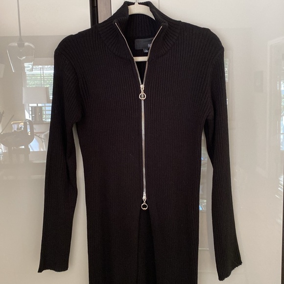 FATE by LFD black, midi, double zip, long sleeve cardigan, New w/o tags - Picture 2 of 5